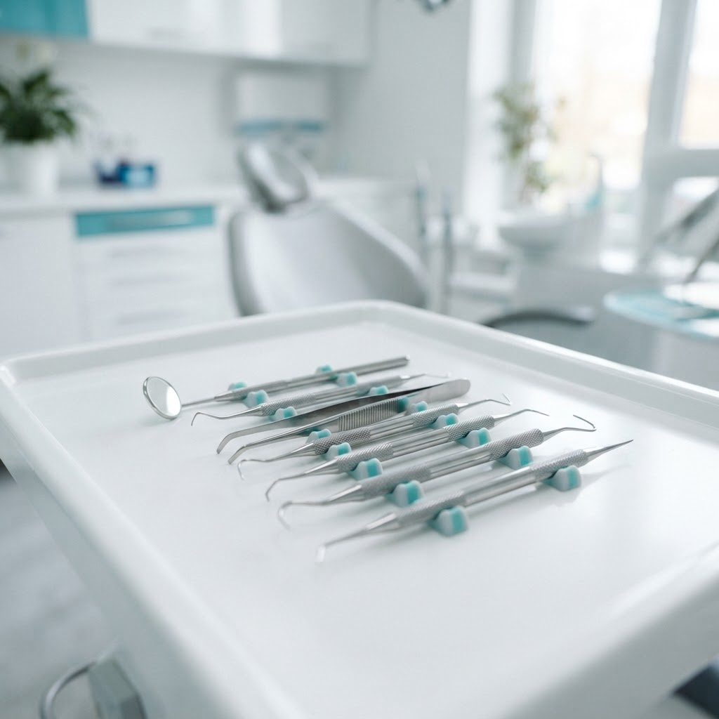 Instruments dentaires propres et modernes du cabinet